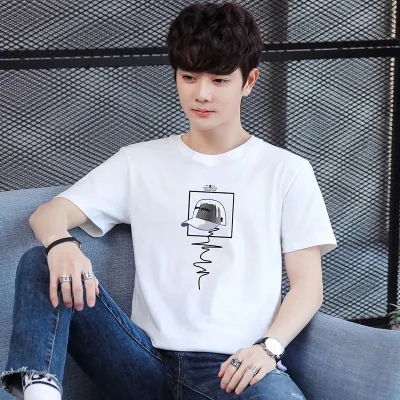 Men Casual Printed Round Neck Short-Sleeved Plus Size T-Shirt