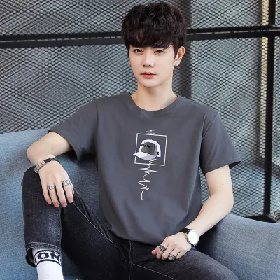 Men Casual Printed Round Neck Short-Sleeved Plus Size T-Shirt