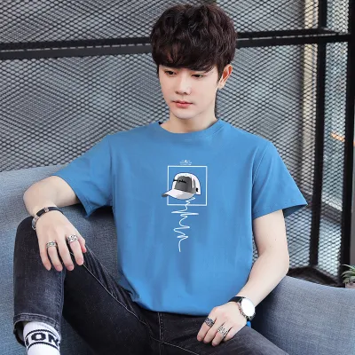 Men Casual Printed Round Neck Short-Sleeved Plus Size T-Shirt