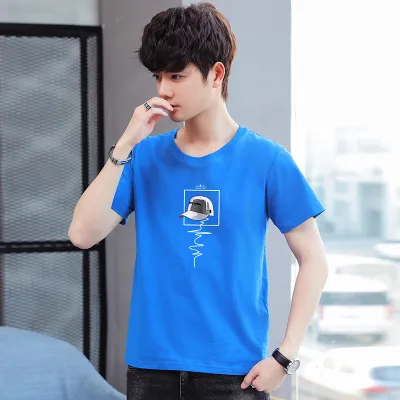 Men Casual Printed Round Neck Short-Sleeved Plus Size T-Shirt