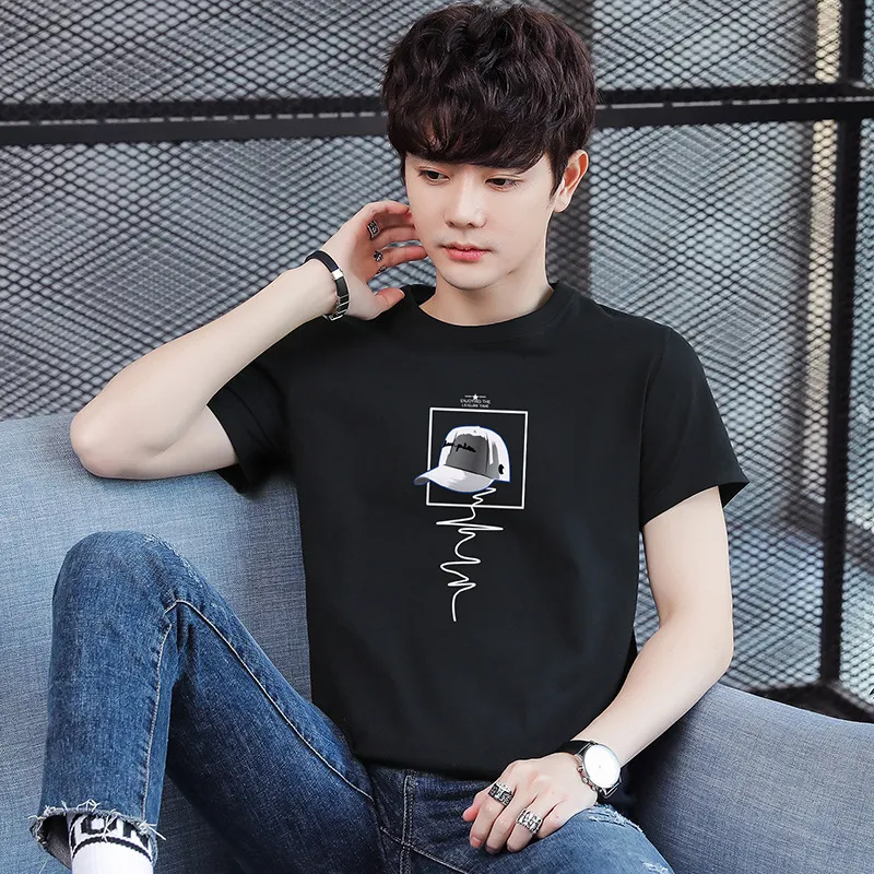 Men Casual Printed Round Neck Short-Sleeved Plus Size T-Shirt