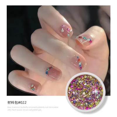 Women Fashion Irregular Silver Colorful Gravel Nail Art Decoration