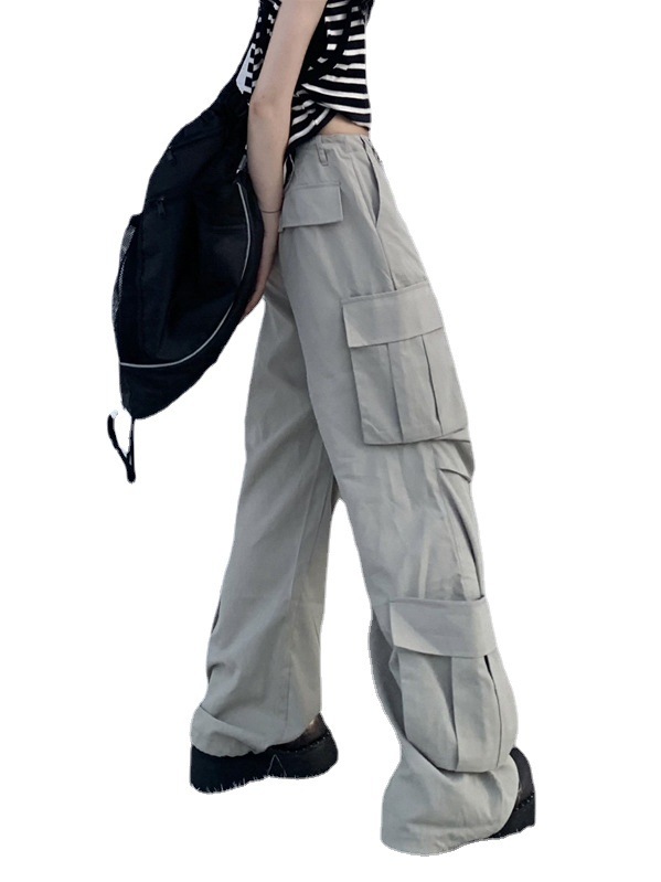 Wholesale Women Solid Color Casual Loose Straight Wide-Leg