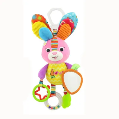 Cartoon Cute Baby Bed Pendant Animal Rattle with Teether Baby Ring Paper Plush Toy