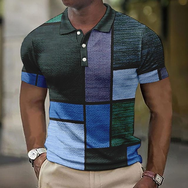 Wholesale Men Fashion Classic Sub Stripe Lapel Short-Sleeved