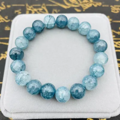 Women Fashion Simple Crackle Glass Bead Bracelet