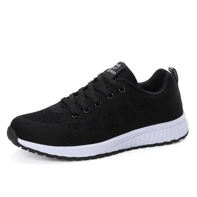 Women Fashion Casual Color Blocking Lace-Up Mesh Breathable Sneakers