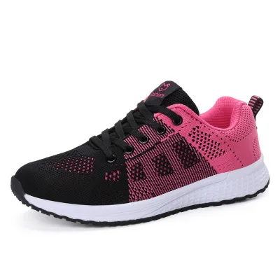 Women Fashion Casual Color Blocking Lace-Up Mesh Breathable Sneakers