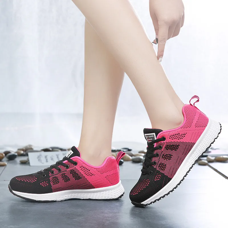 Women Fashion Casual Color Blocking Lace-Up Mesh Breathable Sneakers
