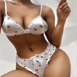 Women Sexy Three-Point Heart Lingerie Set