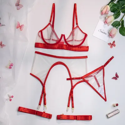 Women Sexy See-Through Mesh Bra Set