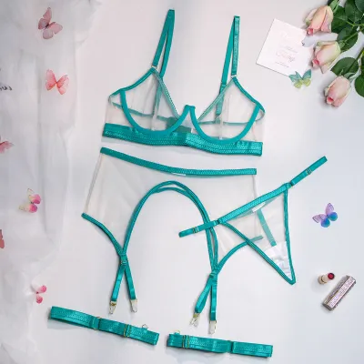 Women Sexy See-Through Mesh Bra Set