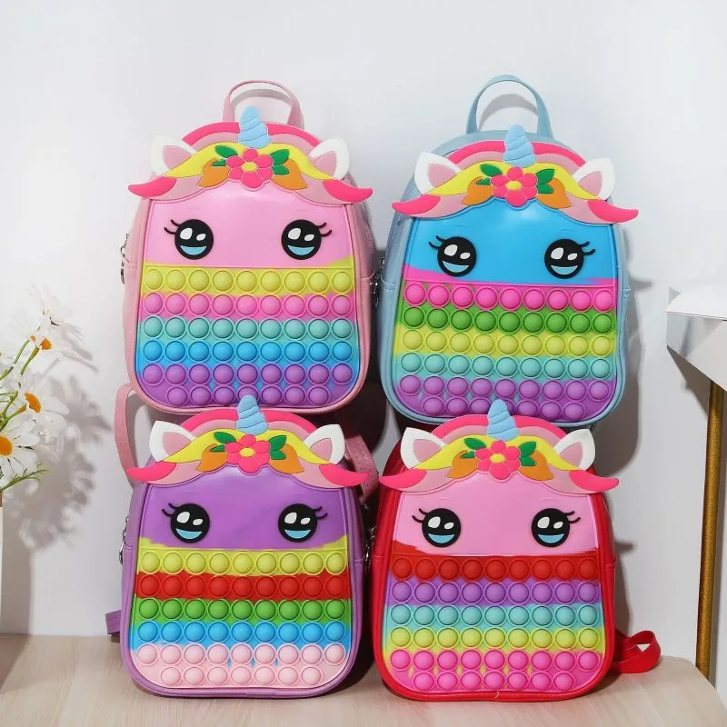 Children Kids Baby Fashion Girls Boys Cartoon Unicorn Silicone Backpack