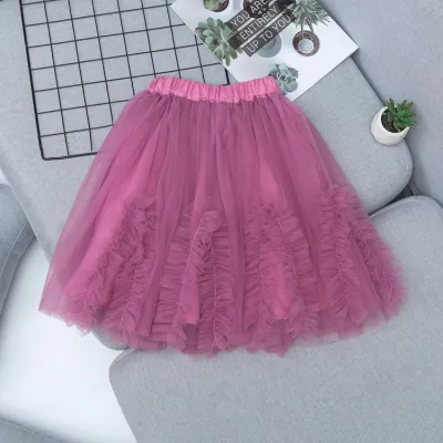 Children Kids Baby Girls Casual Basic Solid Color Tutu Mesh A Line Skirt 3-14T