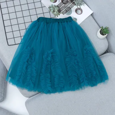 Children Kids Baby Girls Casual Basic Solid Color Tutu Mesh A Line Skirt 3-14T