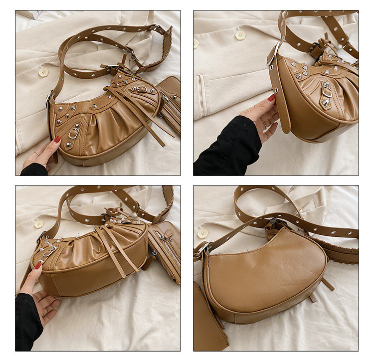 Wholesale Women Fashion Punk Solid Color PU Rivets Zipper