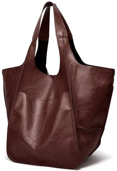 Women Fashion Casual Solid Color PU Large Capacity Soft Leather Clutch Shoulder Bag