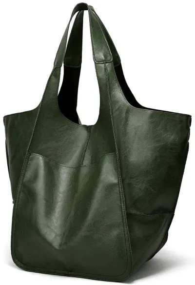 Women Fashion Casual Solid Color PU Large Capacity Soft Leather Clutch Shoulder Bag