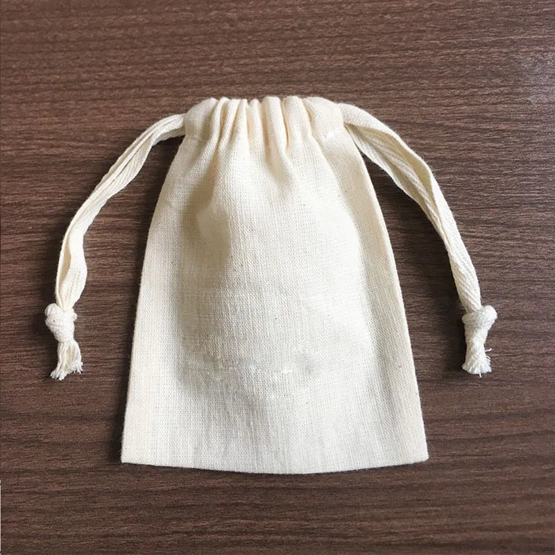 Linen Drawstring Slub Cotton Jewelry Storage Bag