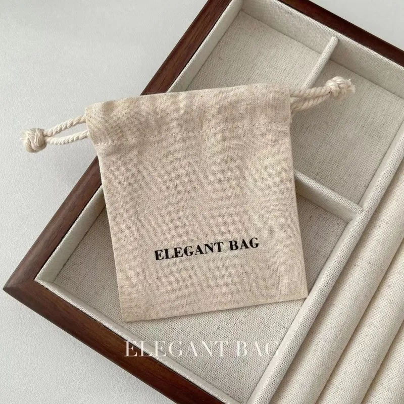 Simple Cotton Linen Drawstring Jewelry Storage Bag