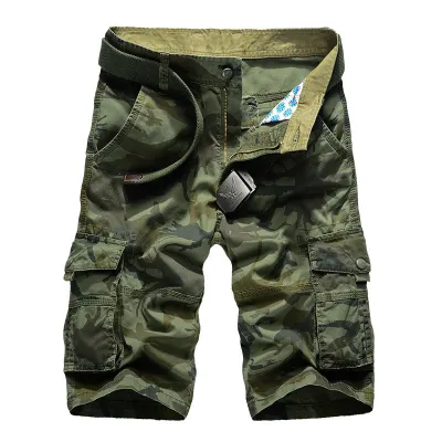 Men Plus Size Casual Mid-Rise Multi-Pocket Camouflage Bermuda Shorts