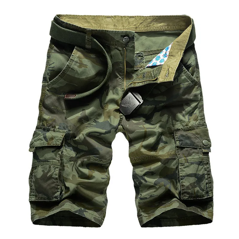 Men Plus Size Casual Mid-Rise Multi-Pocket Camouflage Bermuda Shorts