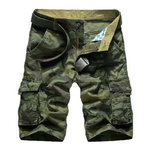Men Plus Size Casual Mid-Rise Multi-Pocket Camouflage Bermuda Shorts