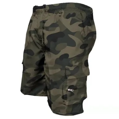 Men Casual Outdoor Mid-Rise Multi-Pocket Loose Bermuda Shorts