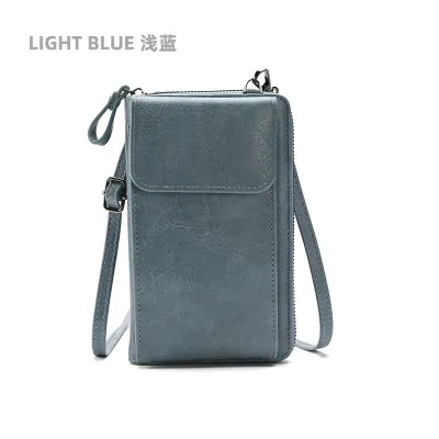 Women's Simple PU Zipper Wallets Shoulder Bag Vertical Square