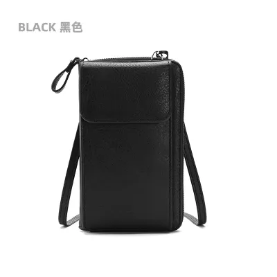 Women's Simple PU Zipper Wallets Shoulder Bag Vertical Square