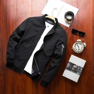 Men Plus Size Casual Stand Collar Zipper Jacket with Epaulets