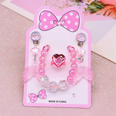 Children Kids Baby Fashion Girls Cartoon Fishtail Bead Necklace Bracelet Earrings Set