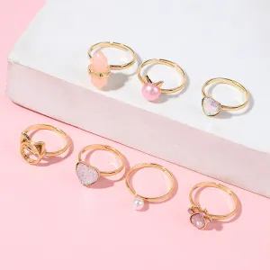 Children Baby Girls Cute Princess Adjustable Ring Set Animal Cartoon Alloy Jewelry Toys