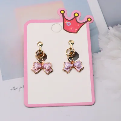 Children Kids Baby Girls Fashion Cartoon Alloy Dripping Oil Earrings Ear Clips