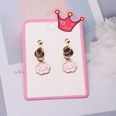 Children Kids Baby Girls Fashion Cartoon Alloy Dripping Oil Earrings Ear Clips