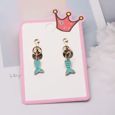 Children Kids Baby Girls Fashion Cartoon Alloy Dripping Oil Earrings Ear Clips