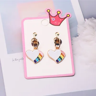 Children Kids Baby Girls Fashion Cartoon Alloy Dripping Oil Earrings Ear Clips