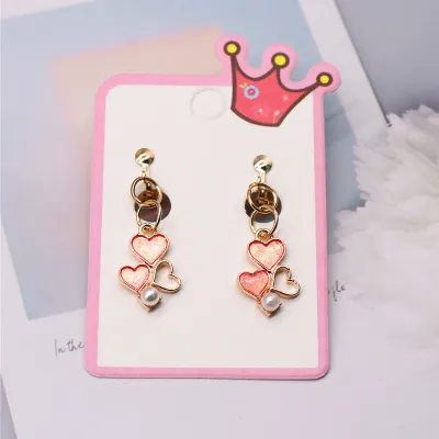 Children Kids Baby Girls Fashion Cartoon Alloy Dripping Oil Earrings Ear Clips
