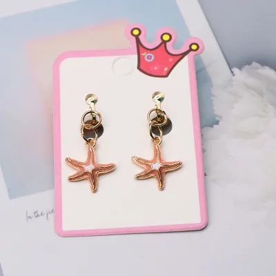 Children Kids Baby Girls Fashion Cartoon Alloy Dripping Oil Earrings Ear Clips