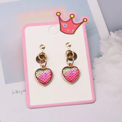 Children Kids Baby Girls Fashion Cartoon Alloy Dripping Oil Earrings Ear Clips