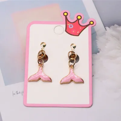 Children Kids Baby Girls Fashion Cartoon Alloy Dripping Oil Earrings Ear Clips