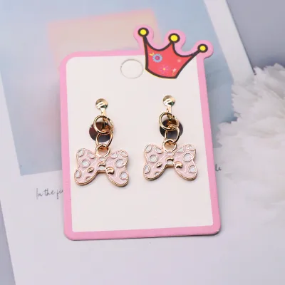 Children Kids Baby Girls Fashion Cartoon Alloy Dripping Oil Earrings Ear Clips