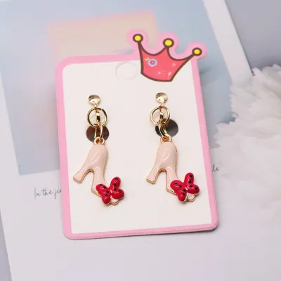 Children Kids Baby Girls Fashion Cartoon Alloy Dripping Oil Earrings Ear Clips