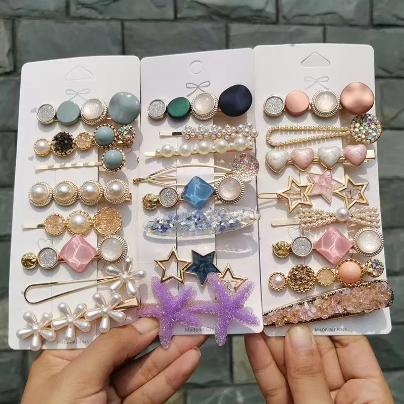 Summer Women Fashion Geometric Metal Hair Clip Set