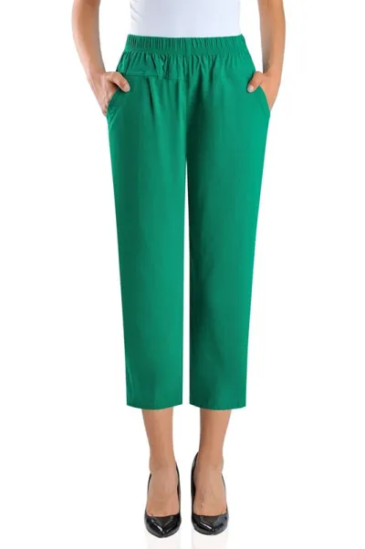 Women Fashion Casual Solid Color Plus Size Cropped Pants