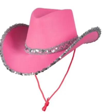 Women Fashion Solid Color Sequin Felt Cowboy Hat