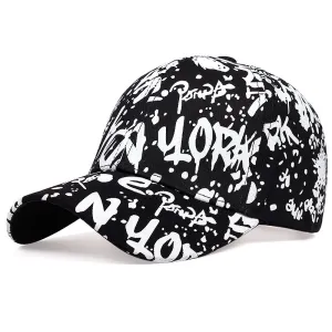 Unisex Letter Printed Graffiti Dome Cap Cotton
