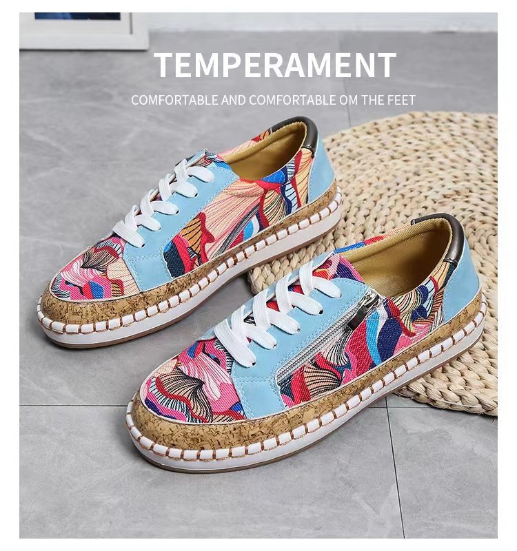 Wholesale Women Fashion Casual Floral Printed Zipper Lace-Up