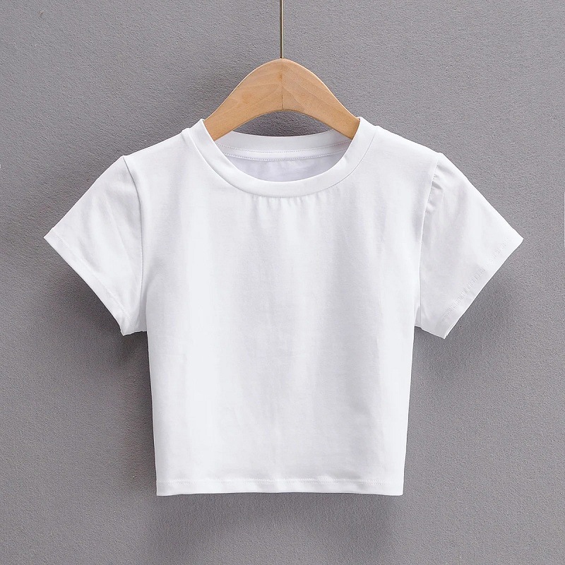 Wholesale Women Summer Simple Basic Solid Color Short Sleeve