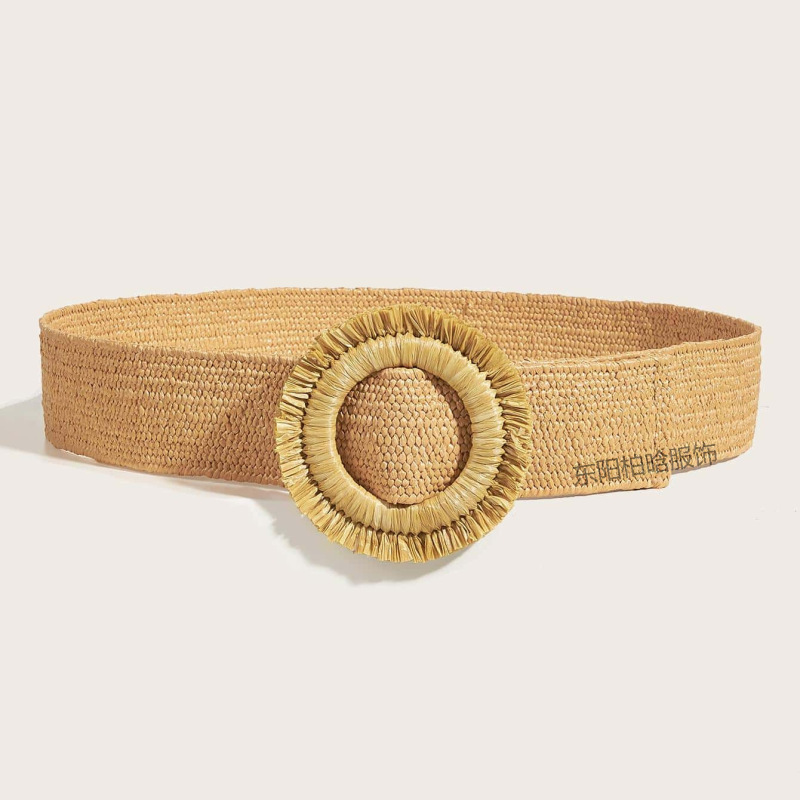 Wholesale Women Fashion PP Straw Woven Elastic Elastic Waist